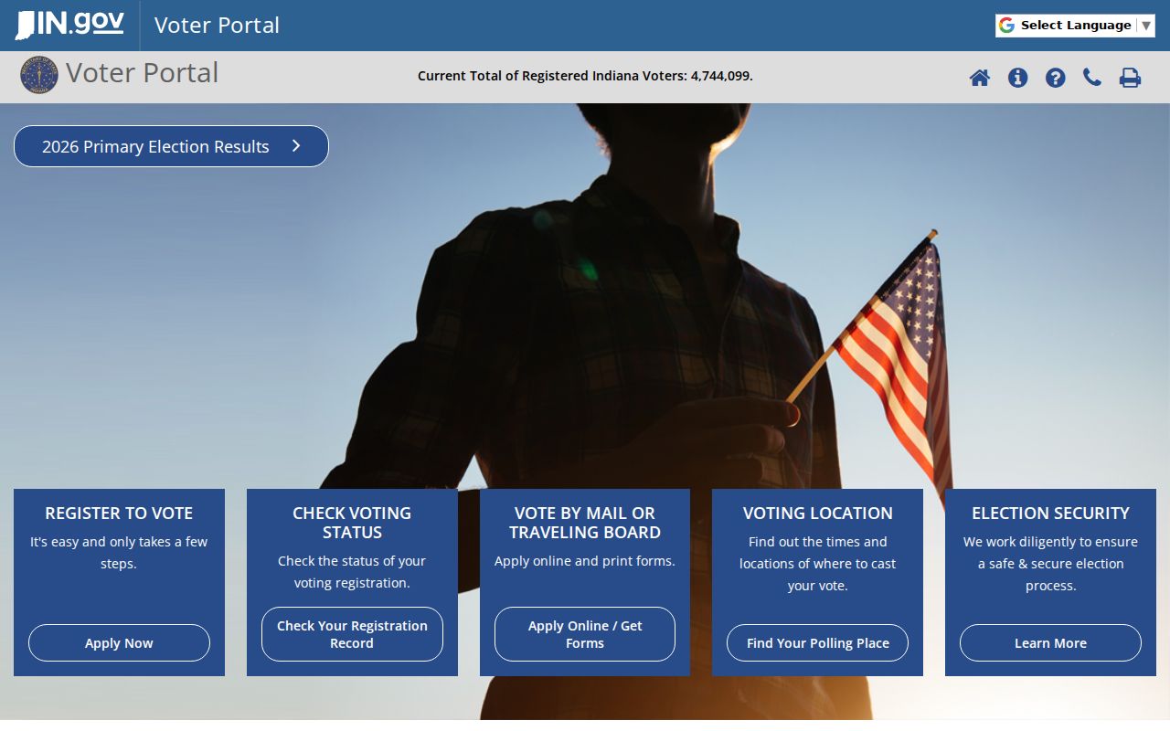 Indiana voter registration lookup with name birth date and county fields