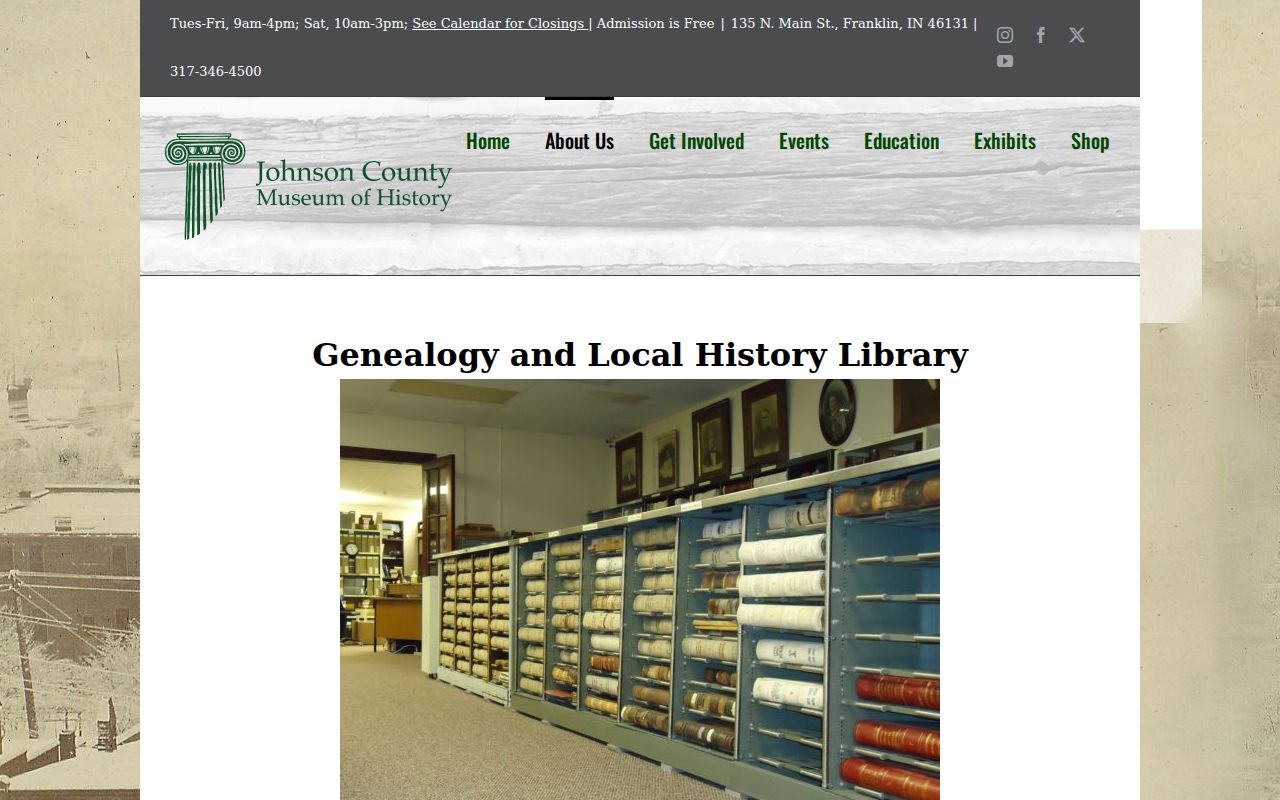 Johnson County Museum genealogy indexes and local history resources