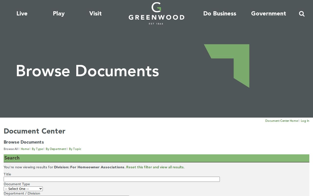 Greenwood neighbors HOA document center